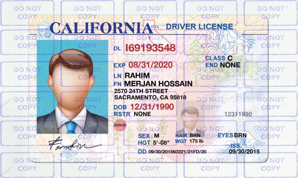 California Driver License Template V2
