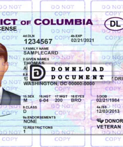 District of Columbia driver license Template