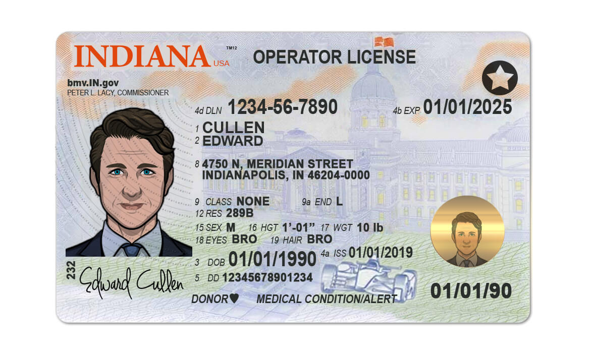 Indiana driver license Template v2