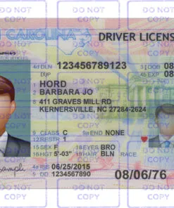 North Carolina Driver License Template