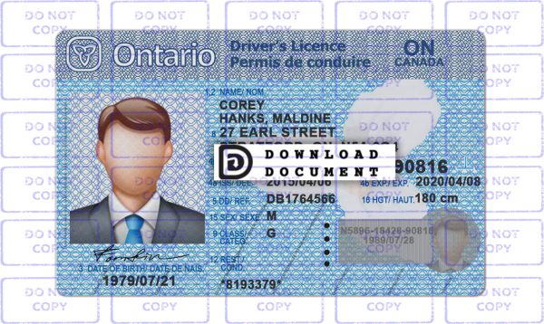 Ontario Driver License Template