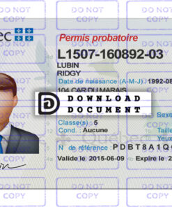 Quebec Driver License Template