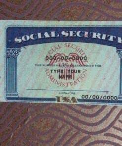Social Security card template on table