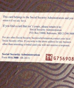 Social Security card template on table