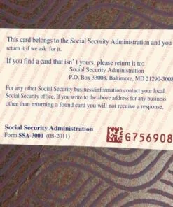 Social Security card template on table