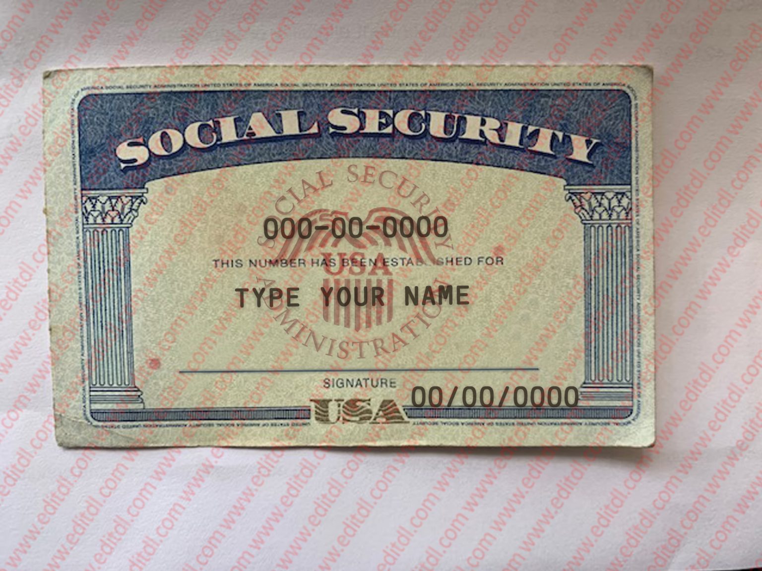Social security card template front and back edit ssc