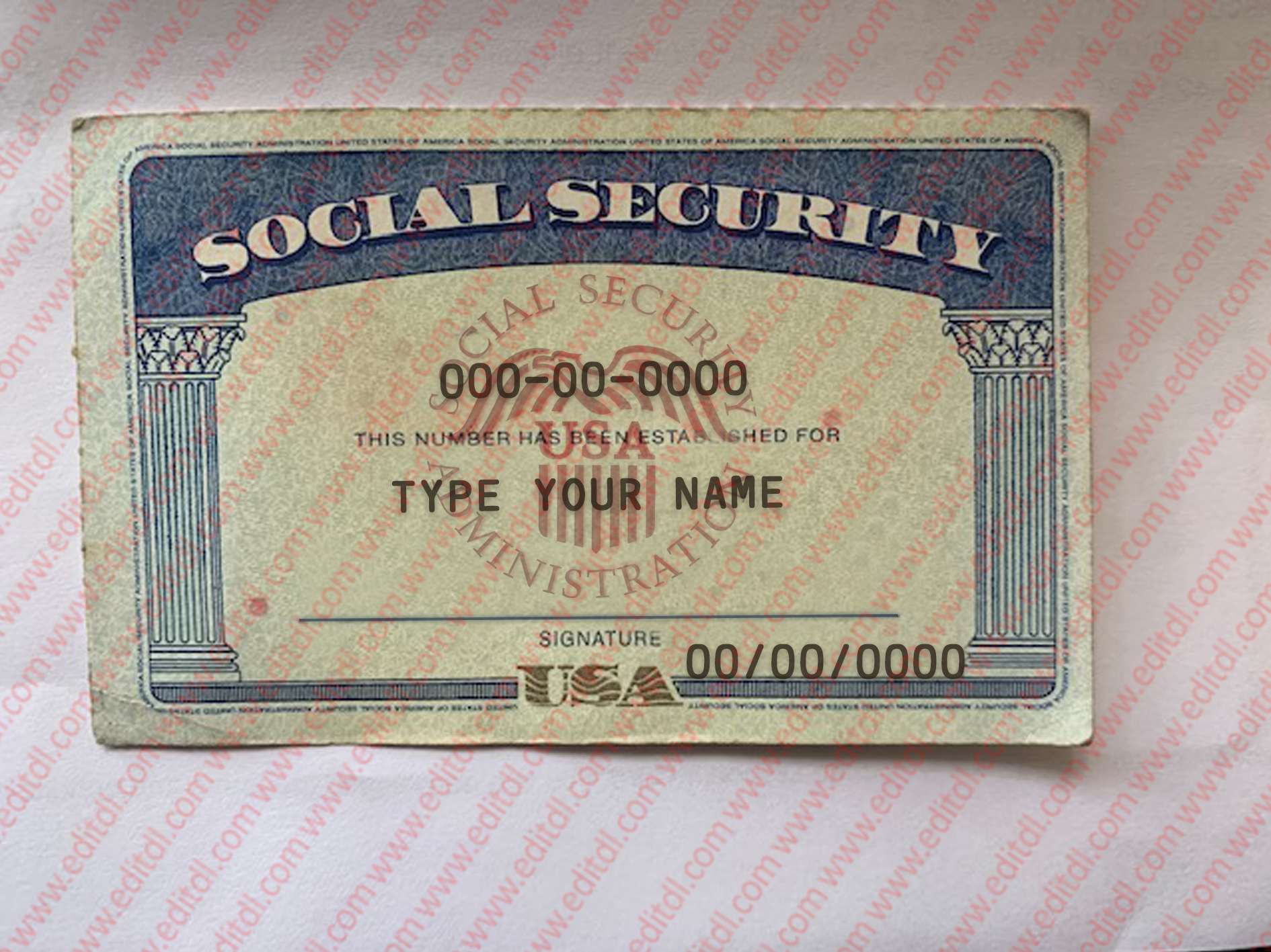 social security card template front and back