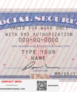 Tennessee Social Security Card Template
