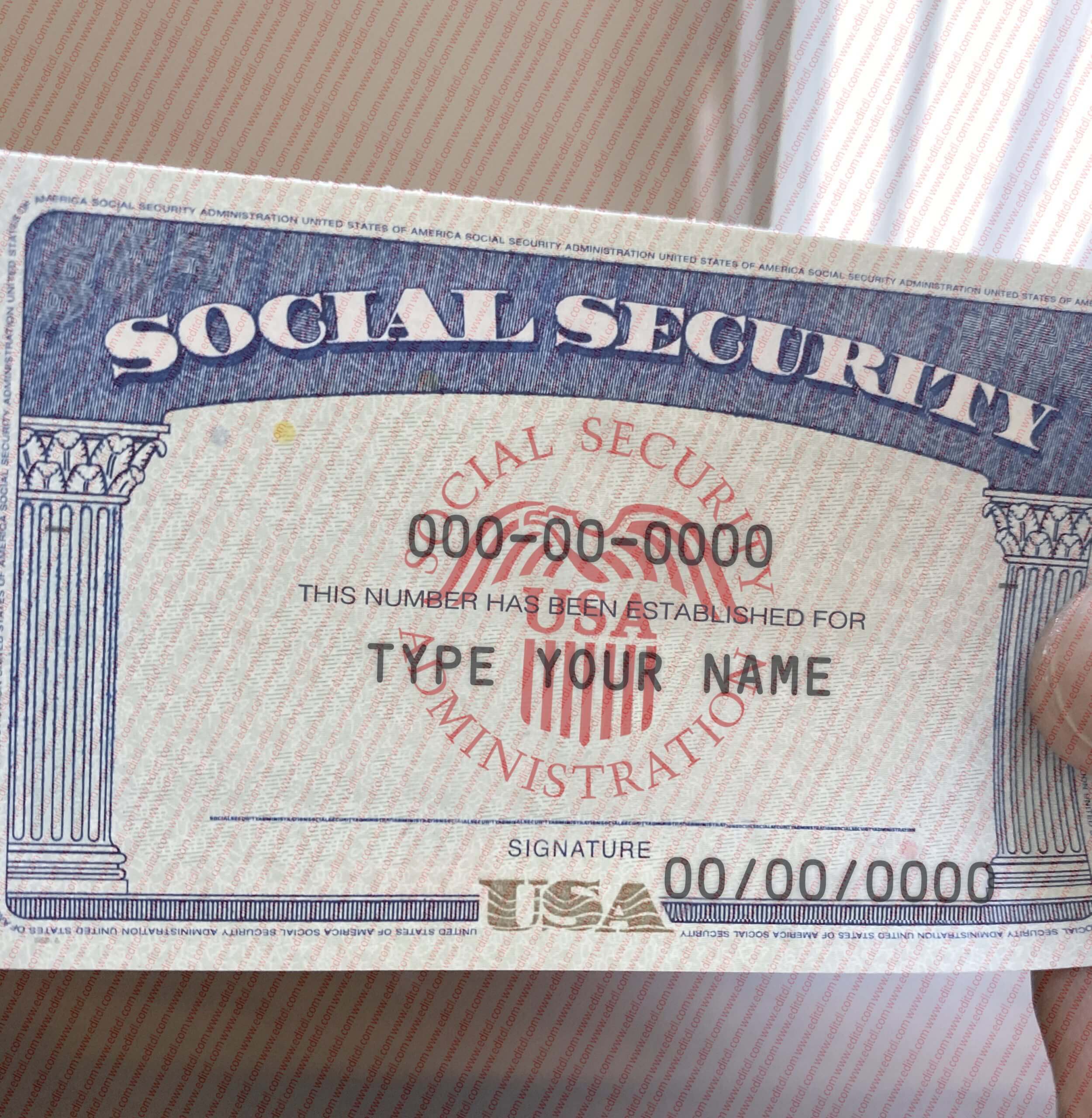 Alabama Social Security Card Template
