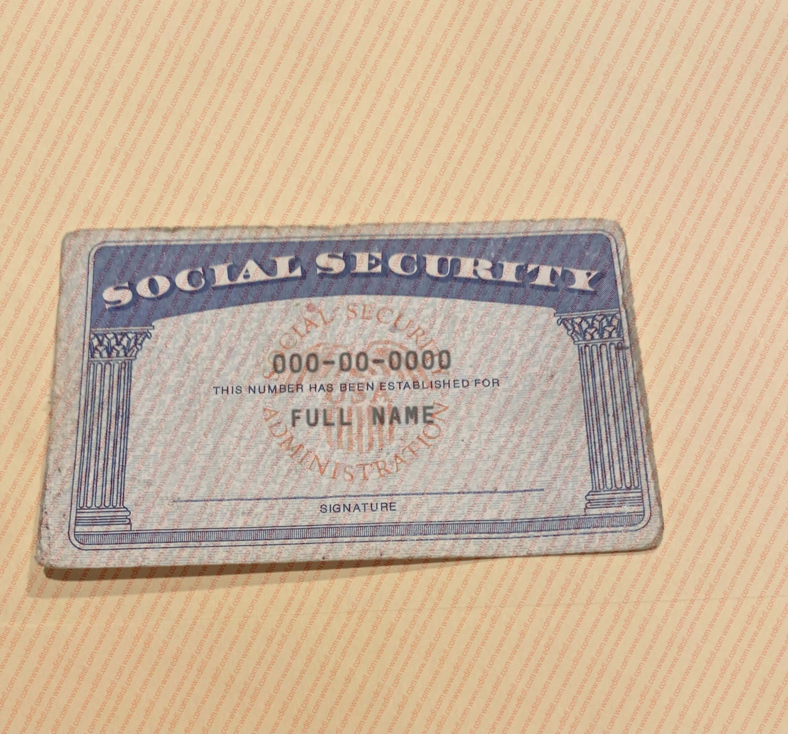 California Social Security Card Template