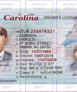 South Carolina Driver License Template