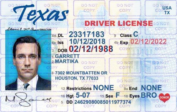 Texas Driver License Template V1