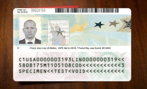 US Permanent Resident Card Back