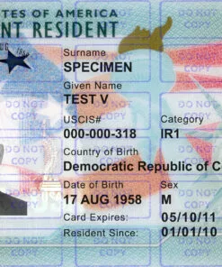 US Permanent Resident Card Template