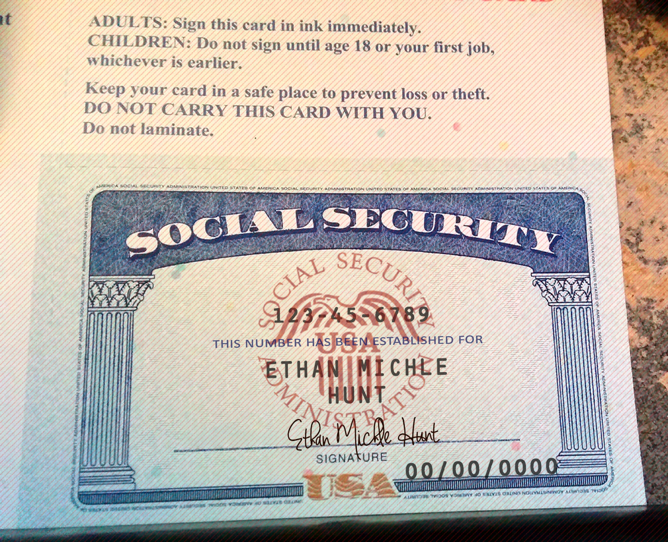 Online Social Security Card Template