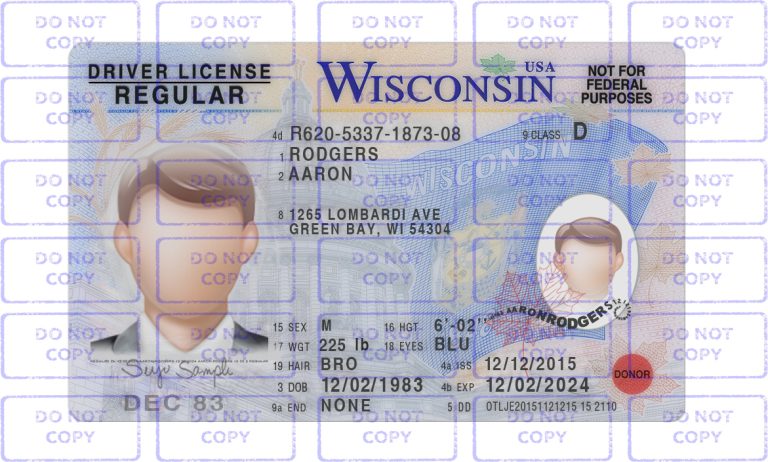 Wisconsin Driver License Template (Recent Edition) - EDIT SSC