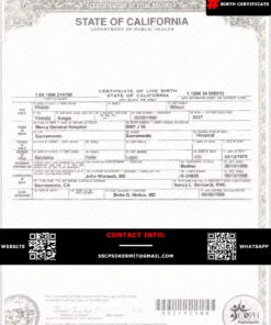 California Birth Certificate PSD Template