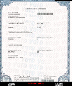 Colorado Birth Certificate PSD Template