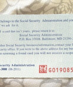 blank fillable social security card template Back 103