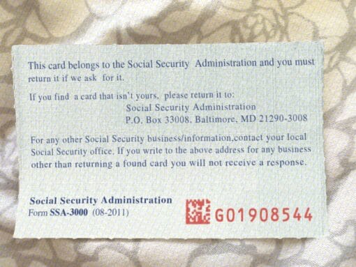 blank fillable social security card template Back 103