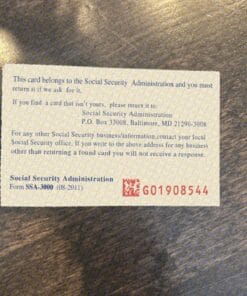 blank fillable social security card template Back 141