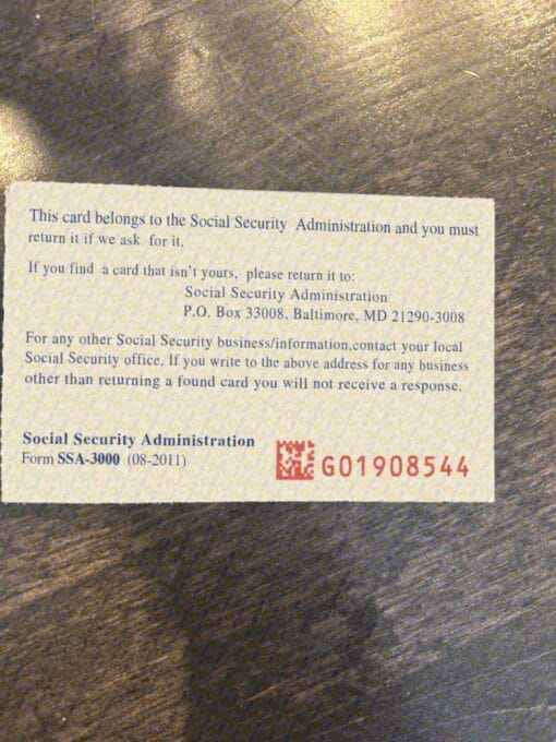 blank fillable social security card template Back 141