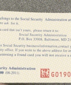 blank fillable social security card template Back 64
