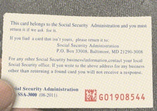 blank fillable social security card template Back 64