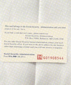 blank social security card template pdf back
