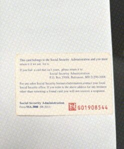 editable fillable social security card template Back 147