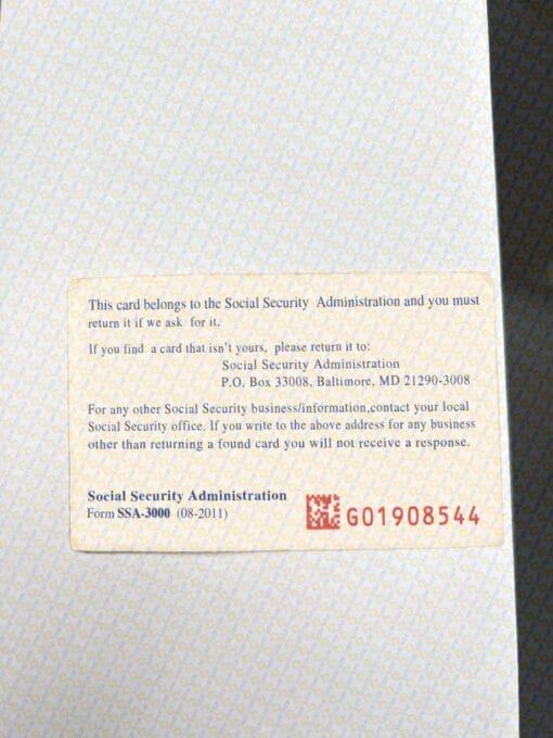 editable fillable social security card template Back 147
