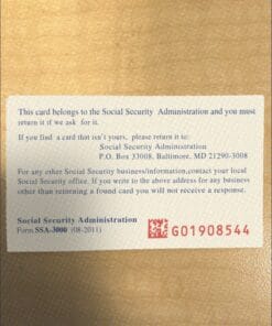 editable fillable social security card template Back 34