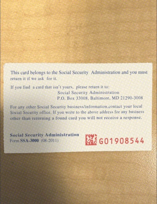 editable fillable social security card template Back 34