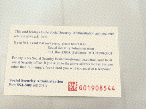 editable social security card template Back 141