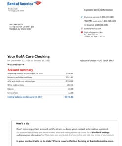 Bank Statement Bank of America Statement Free Download