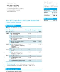Barclays Bank Statement Free Download