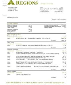 Regions Bank Statement Free Download